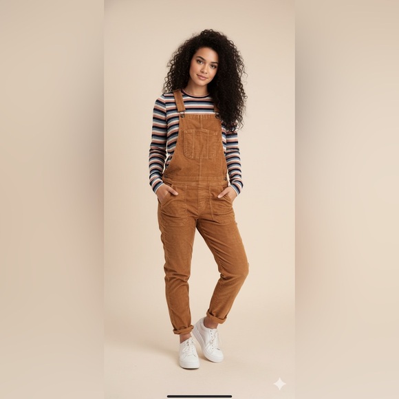 American Eagle Outfitters Denim - American Eagle Corduroy Overalls Brown Ladies Size Small Boho Casual